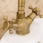 Industrial Widespread Bathroom Faucet Cross Handle Medium Sink Faucet