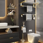 6-piece bathroom accessory set made of gold-colored metal bathroom hardware set