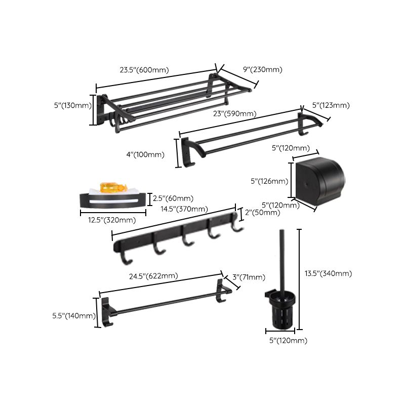 Modern Matt Black Bathroom Shelf Paper Holder Bathroom Accessory Set
