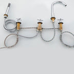 Contemporary Bathroom Faucet Deck Mount Copper Low Arc Swivel Roman Bathtub Faucet Set