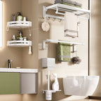 White Bathroom Accessory Set Contemporary Aluminum Bathroom Accessory Kit with Towel Holder