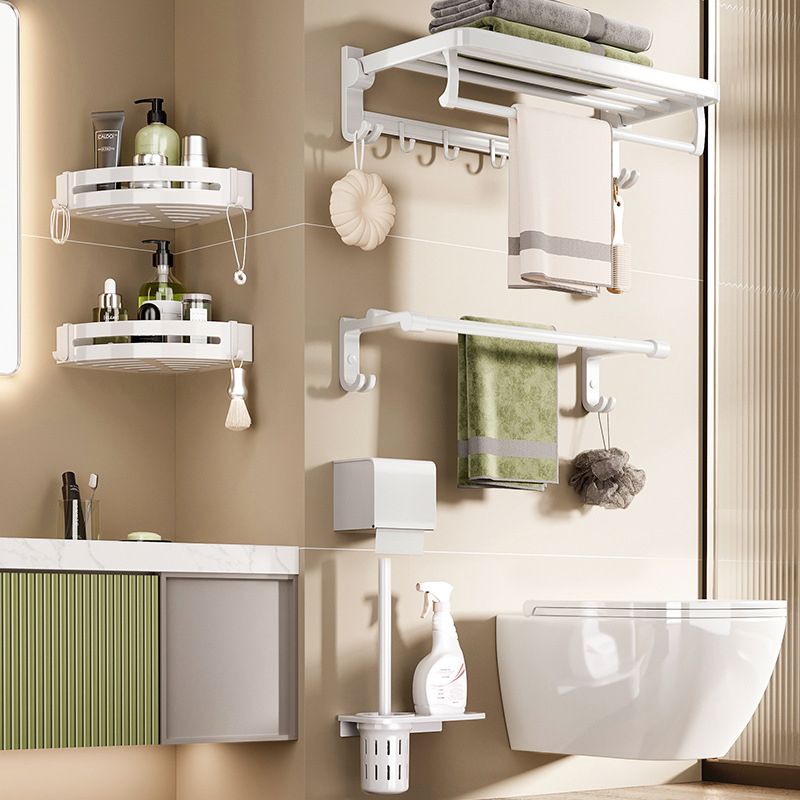 White Bathroom Accessory Set Contemporary Aluminum Bathroom Accessory Kit with Towel Holder