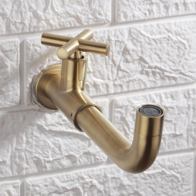 Contemporary Wall-Mounted Bathroom Faucet Cross Handles Stainless Steel Faucet