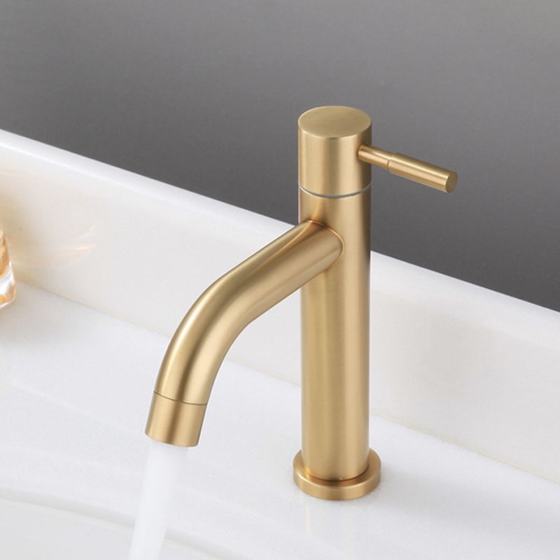 Round Single Handle Bathroom Faucet Single Hole Sink Faucet in Brushed Gold