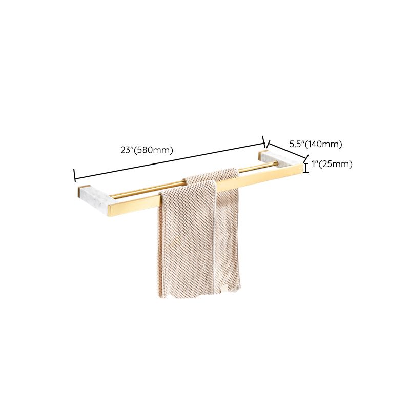 Brushed Brass Bathroom Accessory Set Metal & Marble Bathroom Hardware Set with Bathtub Shelf