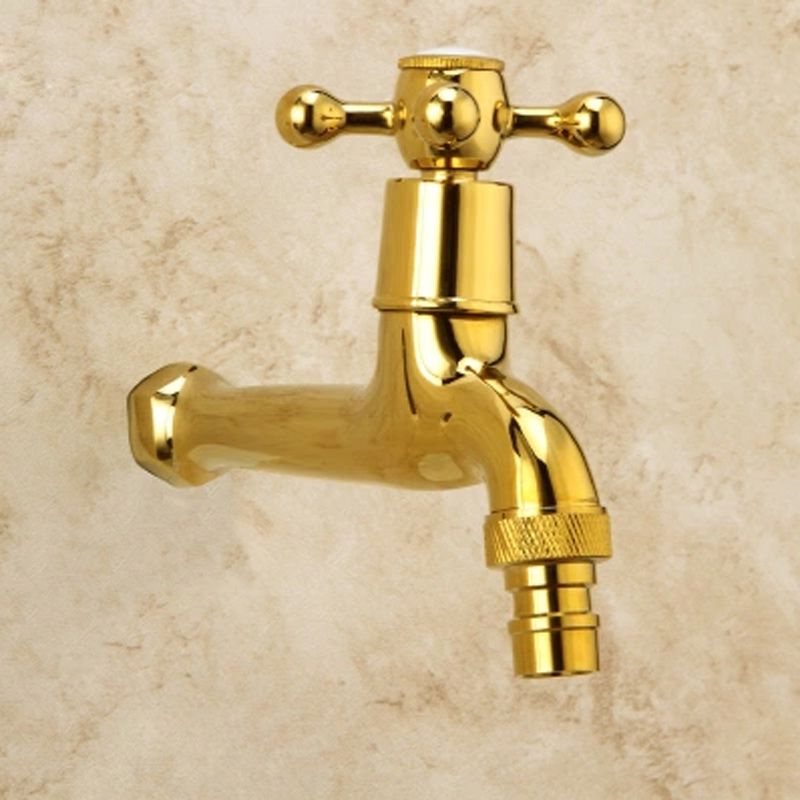 Glam Wall-mounted Bathroom Faucet Cross Handle Low Arc Round Basin Faucet