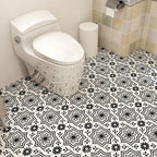 Matte-gloss vinyl floor coverings for peeling off and permanently sticking with quadrant edge
