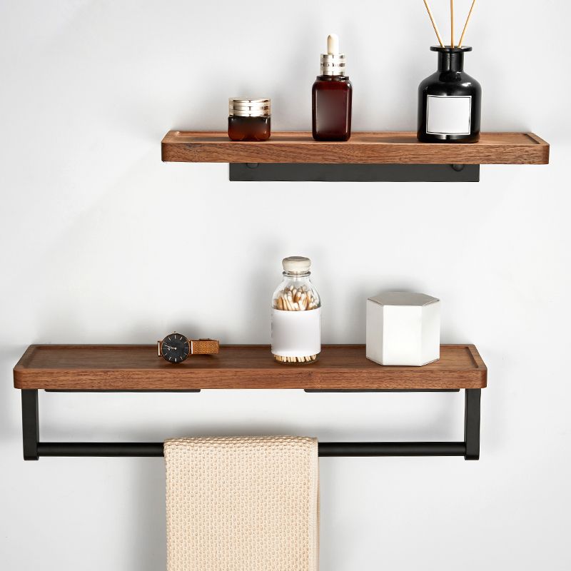 7-piece toilet accessory set made of solid wood and metal