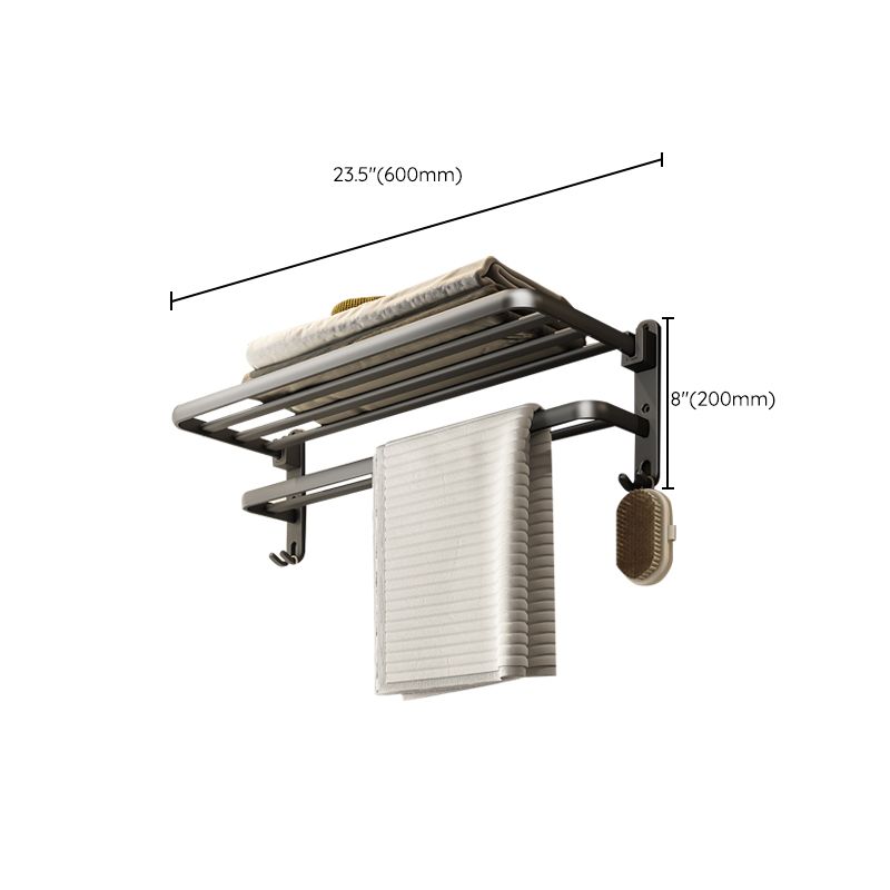 Contemporary Bathroom Accessory Set Gray Aluminum Bathroom Shelf/Towel Rack/Bathtub Hook