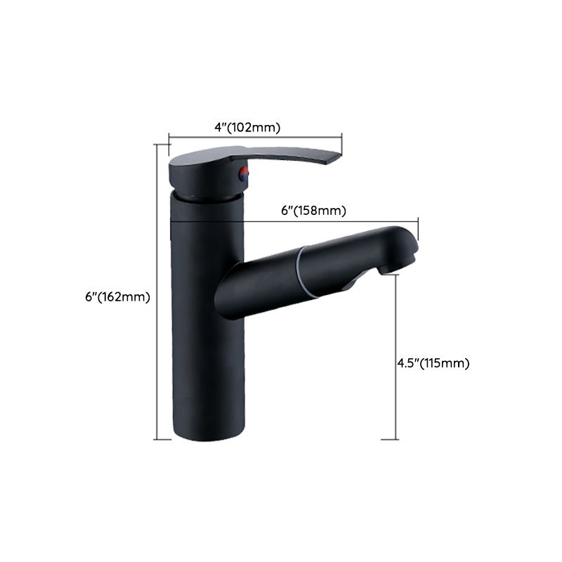 Contemporary Bath Faucet Brass Lever Handle Pull-Out Sink Faucet