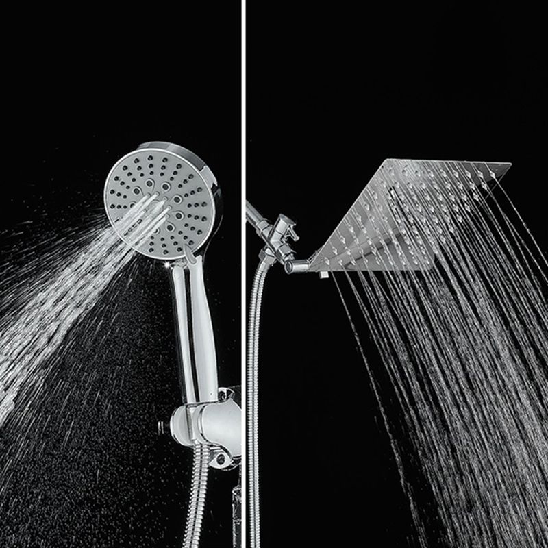 Silver Square Fixed Shower Head Modern Style Wall Mounted Shower Head
