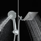 Silver Square Fixed Shower Head Modern Style Wall Mounted Shower Head