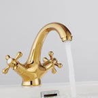 Centered Basin Mixer Single Hole Bathroom Faucet with 2 Cross Handles
