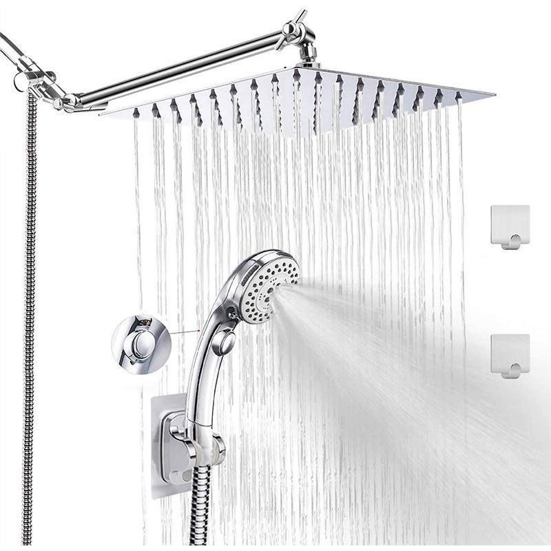 Stainless Steel 8 Inch Shower Set 5 Sprays Handheld Shower Head Shower Arm