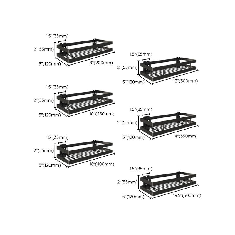 2-piece bathroom shelf made of matte black metal bathroom hardware set