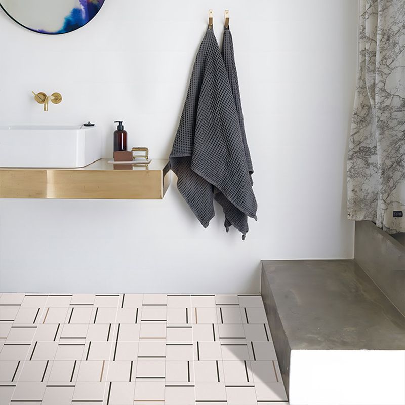 Square Indoor Vinyl Floor Peel and Stick Line Print Vinyl Floor