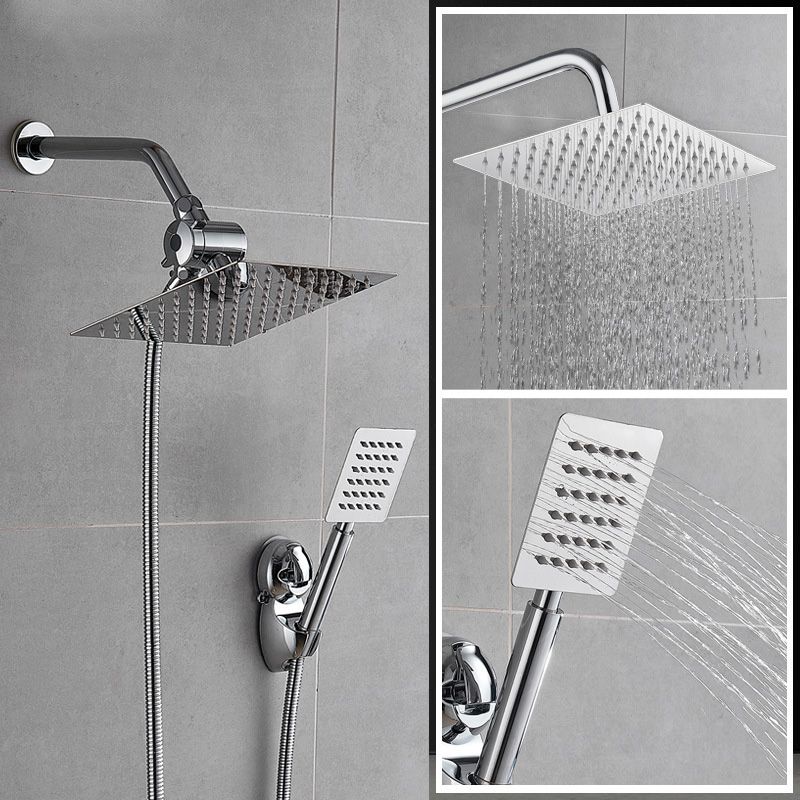 Square Metal Double Shower Heads Modern Shower with Shower Hose