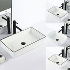 Contemporary sink with pop-up drain porcelain rectangular basin