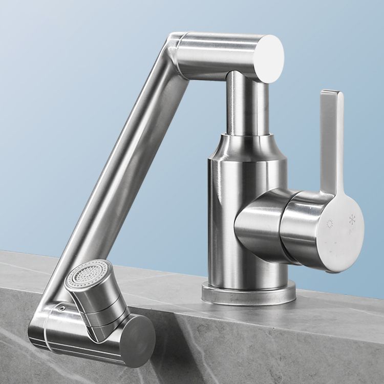 Swiveling Outlet Vessel Sink Faucet Stainless Steel Lever Handle Sink Faucet with Water Hose