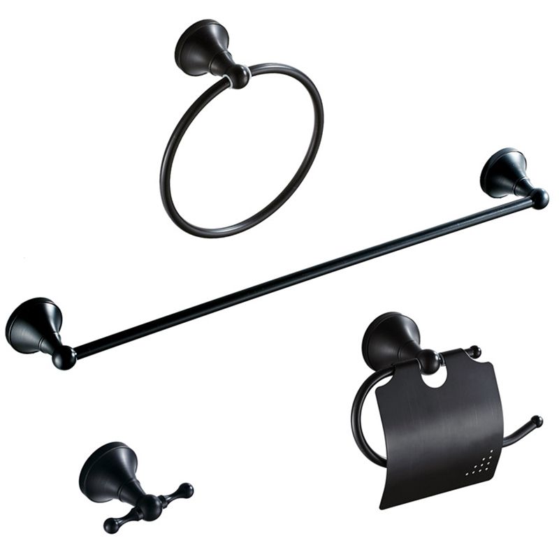 Metal Bathroom Set 4-piece Traditional Style Black Bathroom Accessory Set