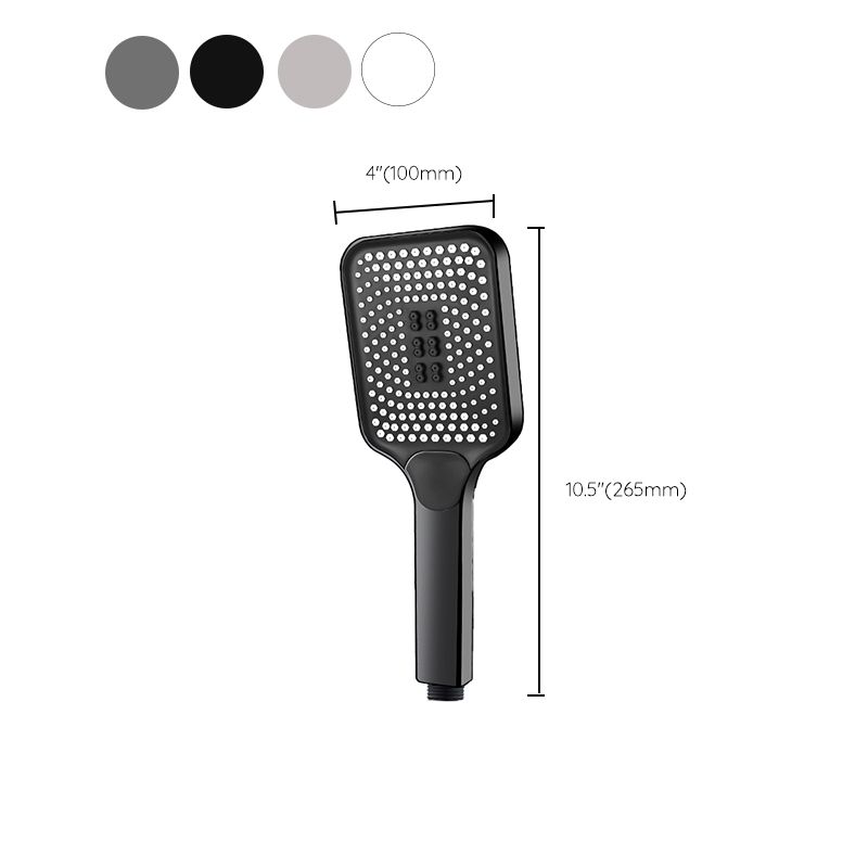 Modern Rectangular Hand Shower in Black 3 Spray Wall Mounted Hand Shower