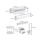 Contemporary silver metal bathroom accessory set with towel holder