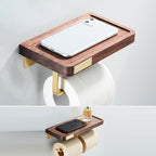 Wood and Aluminum Bath Hardware Set Golden Bathroom Accessory Set