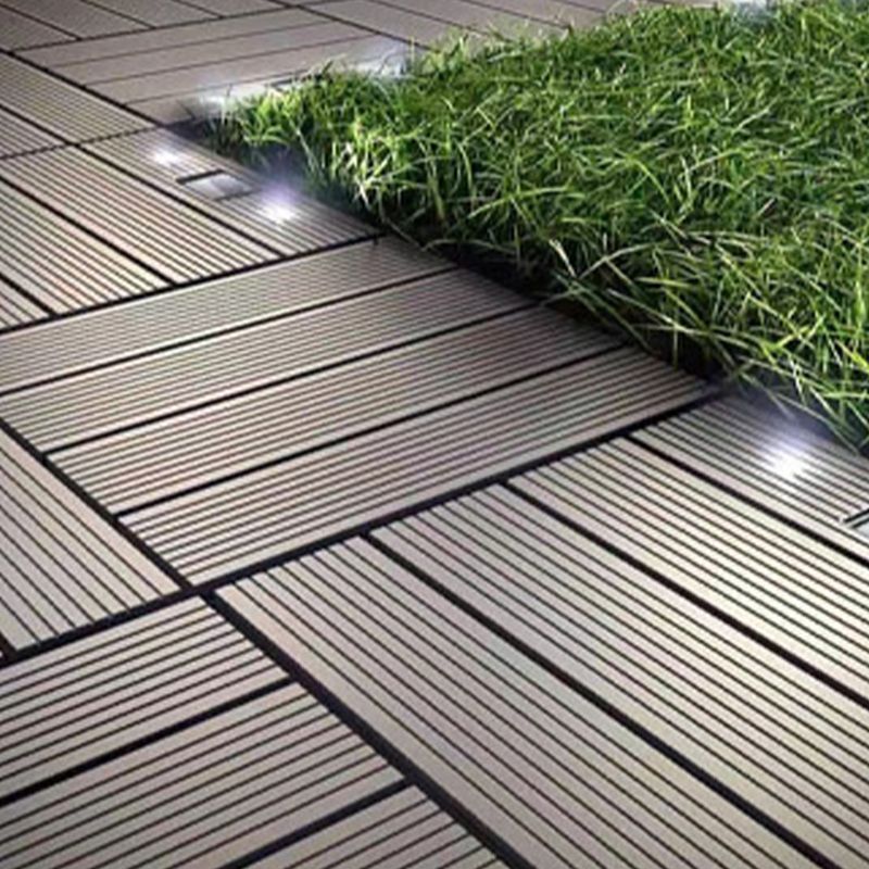 Contemporary Engineered Floor Tile Wire-Brushed Click-Lock Wood Floor for Patio Garden