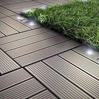 Contemporary Engineered Floor Tile Wire-Brushed Click-Lock Wood Floor for Patio Garden