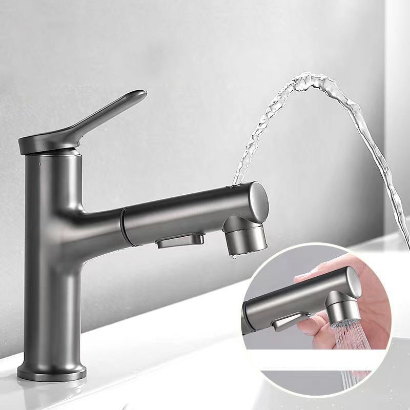 Modern Style Extendable Vessel Faucet Single Handle Low Arc Copper Vessel Faucet