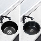 Stainless Steel Round Sink in Black Single Basin Undermount Sink with Basket Strainer