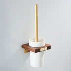 Wood and Aluminum Bath Hardware Set Golden Bathroom Accessory Set