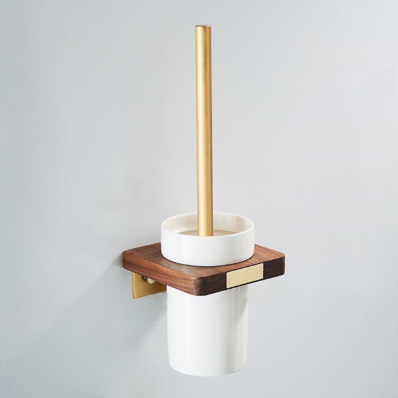 Wood and Aluminum Bath Hardware Set Golden Bathroom Accessory Set