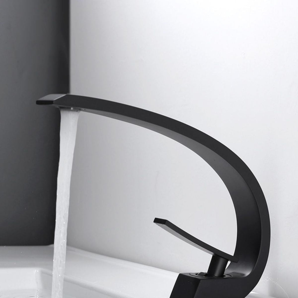 Waterfall Spout Widespread Faucet Modern Lever Handles Faucet