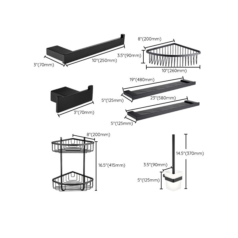 5-piece Modernism Bathroom Accessory Set in Matte Black Stainless Steel