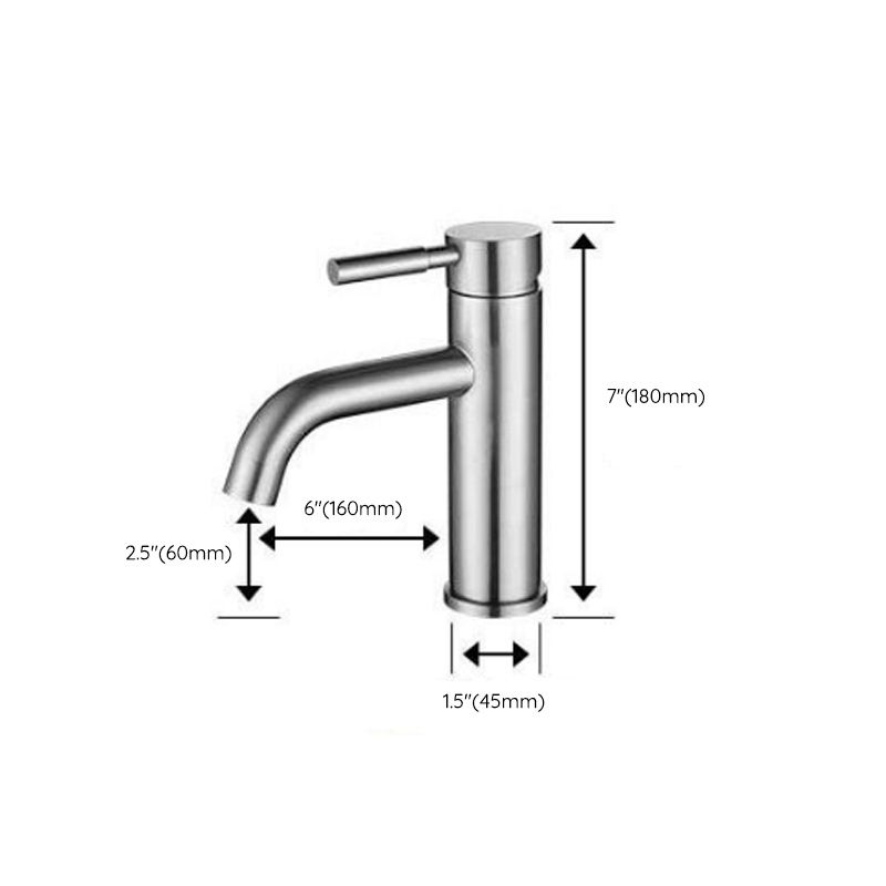 Modern Silver Washbasin Mixer Single Lever Bathroom Faucet with Lever Handle