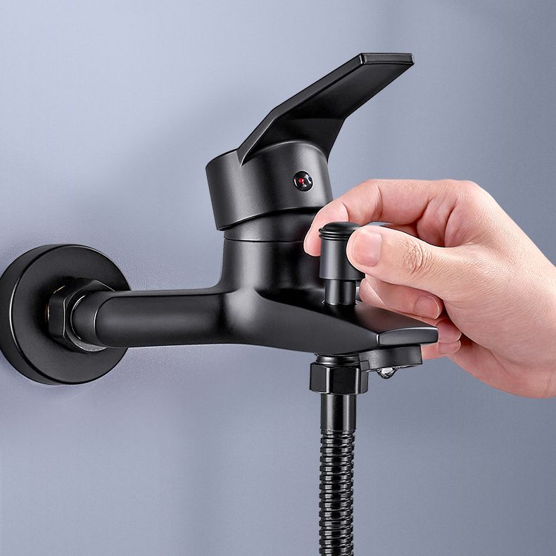 Wall-mounted fixed bathtub faucet lever handle with hand shower