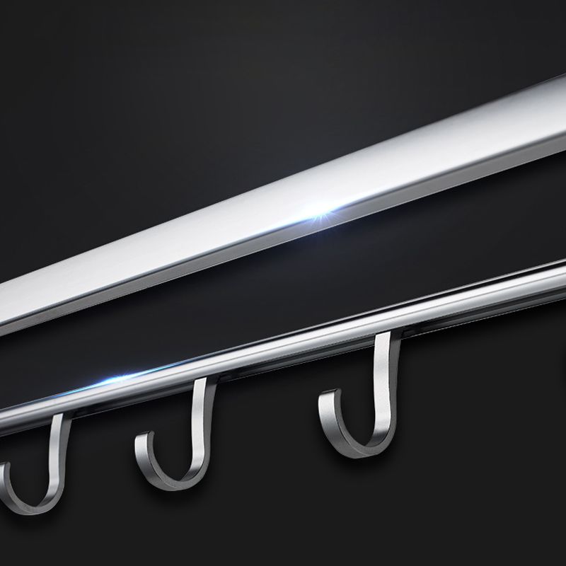Contemporary bathroom accessory set made of aluminum with towel holder/bath shelf