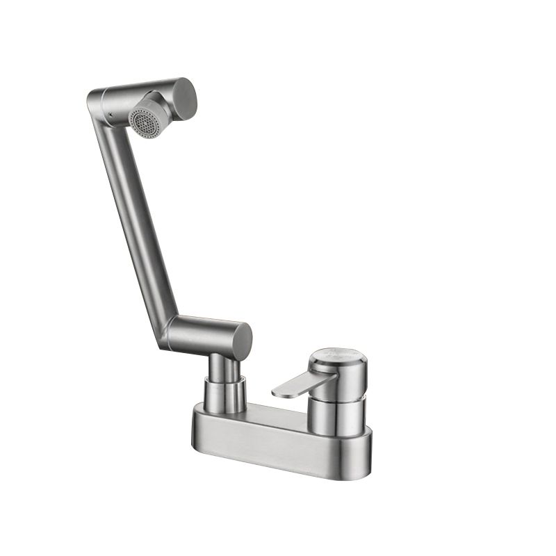 2 holes sink faucet swivel stainless steel single handle central mounted faucet