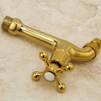 Glam Wall-mounted Bathroom Faucet Cross Handle Low Arc Round Basin Faucet