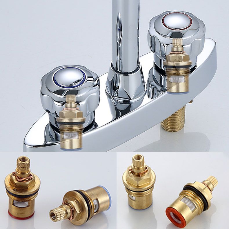 Three-Hole Centerset Bathroom Sink Faucet Contemporary Brass Faucet