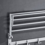Silver Modern Bathroom Accessory Set with Bath Shelf/Towel Rack & Bathrobe Hook