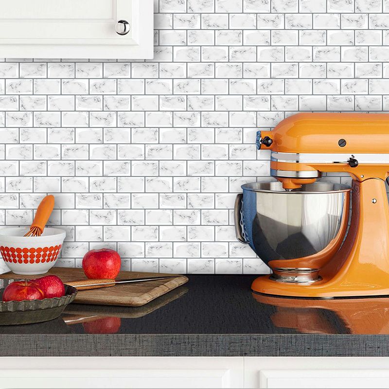 Peel and Stick Tiles Rectangular Stain Resistant PVC Subway Peel and Stick Tiles for the Kitchen