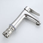 Modern Basin Tap Monochrome Center Mount Low Arc Faucet for Bathroom