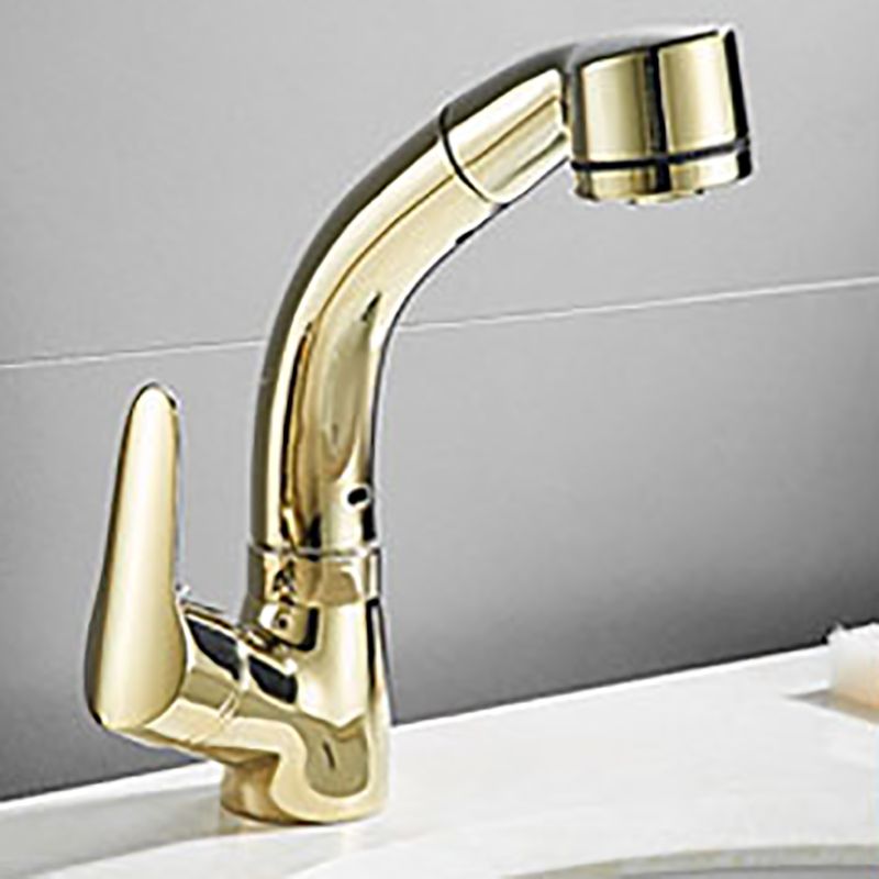 Vessel Sink Bathroom Faucet with Swiveling Spout Single Lever Faucet with Pull-Out Spray