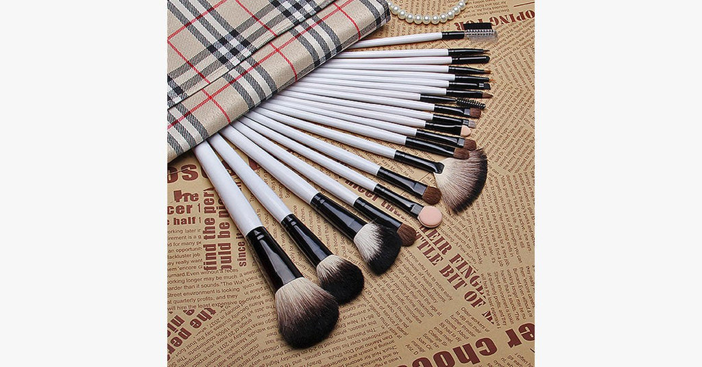 Complete professional makeup brush set with 20 brushes and a case