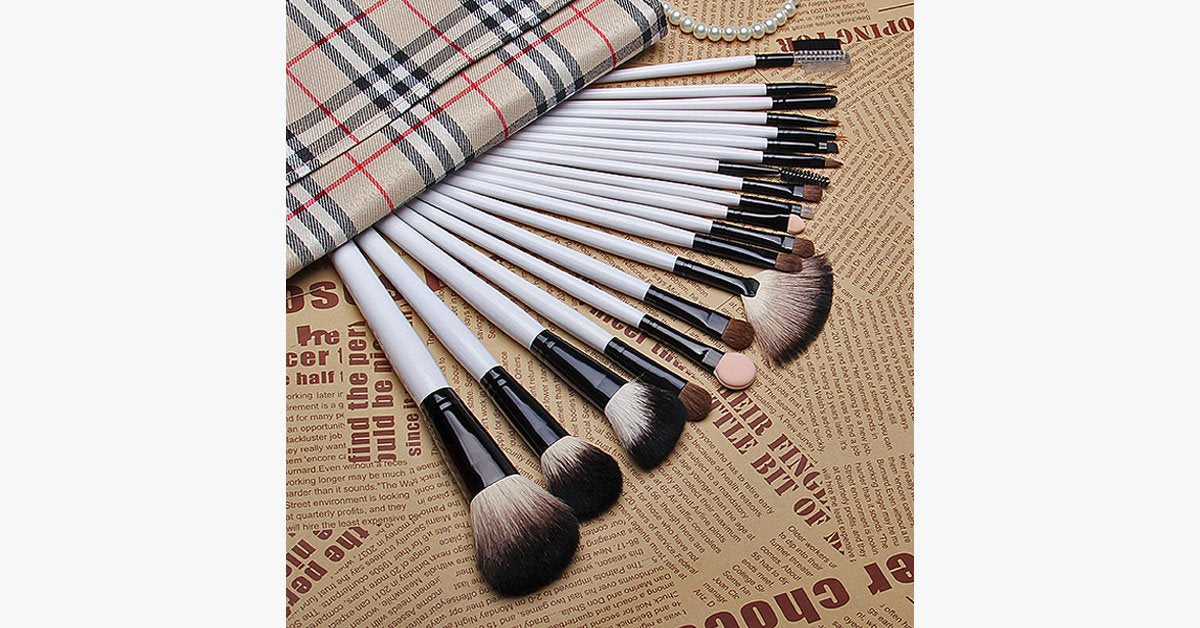 Complete professional makeup brush set with 20 brushes and a case
