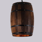 BarrelGlow Vintage Pendant Light | Wood Wine Barrel Design | 1-bulb | Rustic Lighting