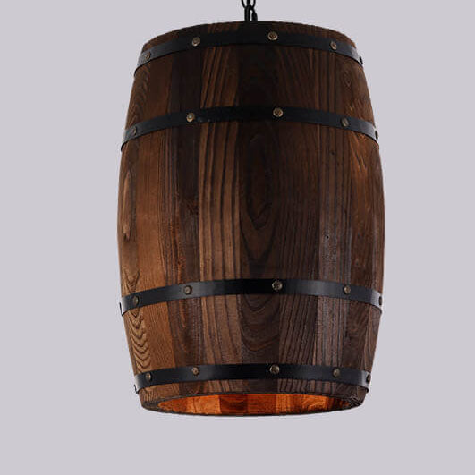BarrelGlow Vintage Pendant Light | Wood Wine Barrel Design | 1-bulb | Rustic Lighting