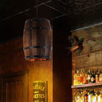 BarrelGlow Vintage Pendant Light | Wood Wine Barrel Design | 1-bulb | Rustic Lighting
